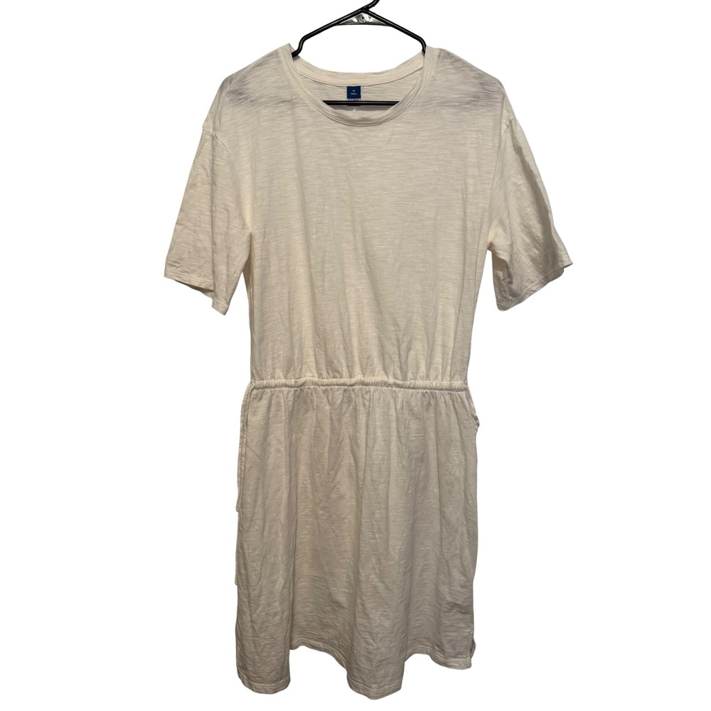 Old Navy Women's White T Shirt Dress Drawstring Waist Short Sleeve Casual Tall M